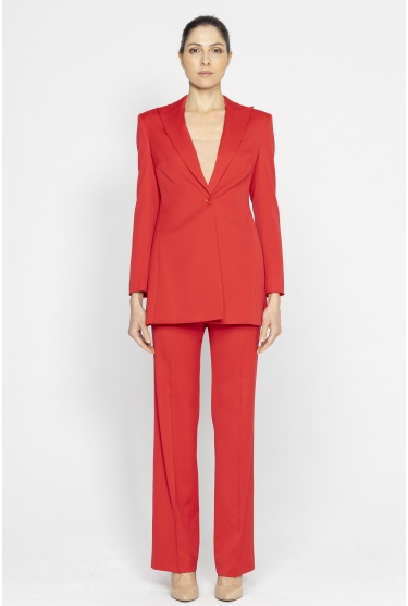 Elegant red trousers with hidden fastening