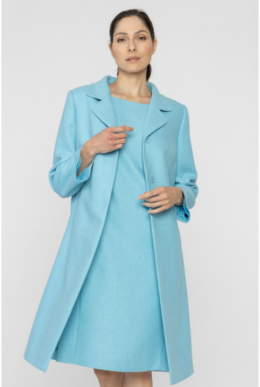 Niebieski elegancki krótki płaszcz