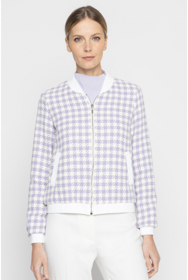 Bomber jacket with white and purple checks