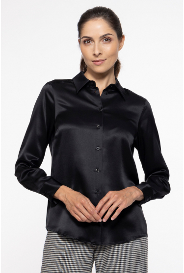 Czarna elegancka koszula z jedwabiu