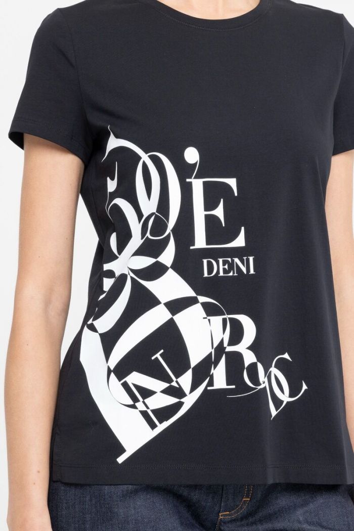 Czarny t-shirt z logo Deni Cler 