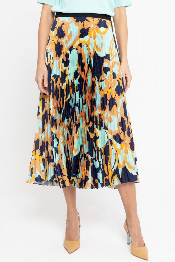 Multi-coloured pleated skirt